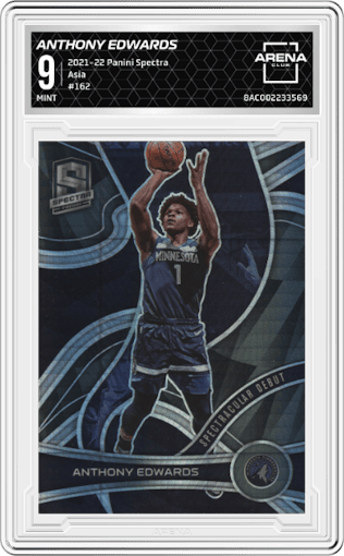 Anthony Edwards from the 2021-22 Panini Spectra set featuring a Asia parallel graded by Arena Club and given an overall grade of 9.