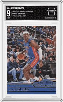 Jalen Duren from the 2022-23 Panini Chronicles  set graded by Arena Club and given an overall grade of 9.