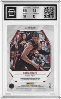 Bam Adebayo from the 2023-24 Panini Phoenix set graded by Arena Club and given an overall grade of 10.