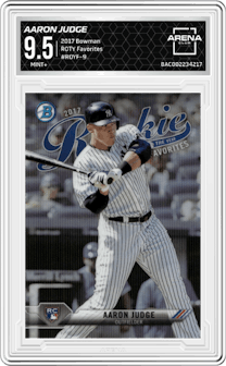 Aaron Judge from the 2017 Bowman set graded by Arena Club and given an overall grade of 9.5.