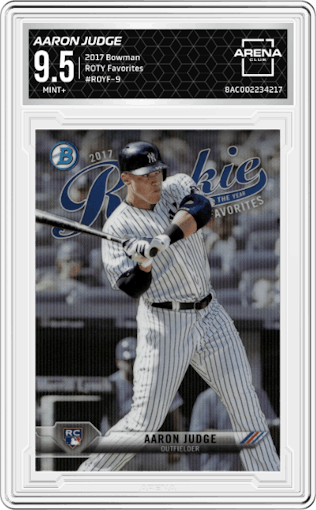 Aaron Judge from the 2017 Bowman set graded by Arena Club and given an overall grade of 9.5.