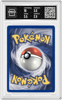 Rocket's Moltres from the 2000 Pokemon GH set graded by Arena Club and given an overall grade of 3.