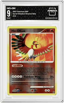 Ho-Oh from the 2007 Pokemon D&P set graded by Arena Club and given an overall grade of 9.