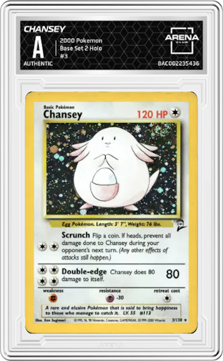 Chansey from the 2000 Pokemon set graded by Arena Club.