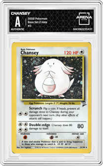 Chansey from the 2000 Pokemon set graded by Arena Club and given an overall grade of 0.