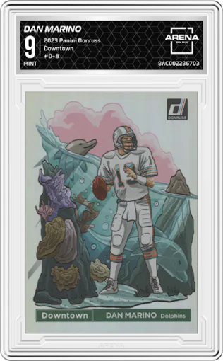 Dan Marino  from the 2023 Panini Donruss set graded by Arena Club and given an overall grade of 9.