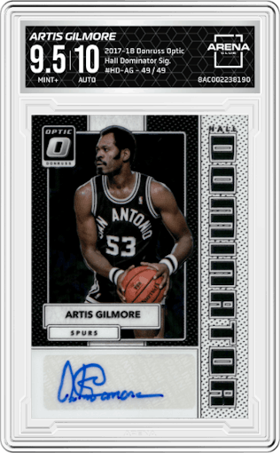 Artis Gilmore from the 2017-18 Panini Donruss Optic set graded by Arena Club and given an overall grade of 9.5.