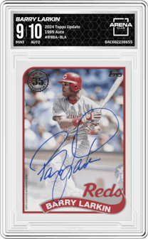 Barry Larkin from the 2024 Topps Update set graded by Arena Club and given an overall grade of 9.