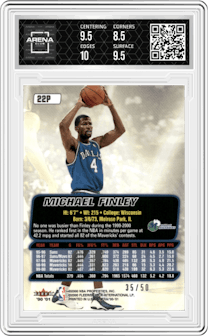 Michael Finley from the 2000-01 Fleer Ultra set featuring a Platinum Medallion
 parallel graded by Arena Club and given an overall grade of 9.