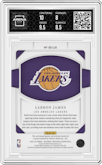 LeBron James from the 2022-23 Panini National Treasures set featuring a Prime parallel graded by Arena Club and given an overall grade of 8.5.