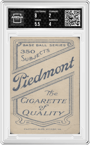 Harry McIntyre from the 1909-11 T206 set graded by Arena Club and given an overall grade of 2.5.