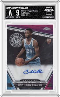 Brandon Miller from the 2023-24 Topps Chrome set graded by Arena Club and given an overall grade of 0.