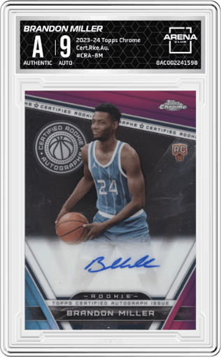 Brandon Miller from the 2023-24 Topps Chrome set graded by Arena Club.