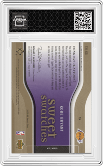 Kobe Bryant from the 2005-06 Upper Deck Sweet Shot set featuring a Gold parallel graded by Arena Club and given an overall grade of 0.
