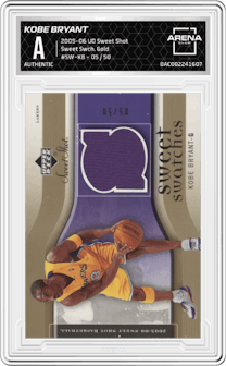 Kobe Bryant from the 2005-06 Upper Deck Sweet Shot set featuring a Gold parallel graded by Arena Club and given an overall grade of 0.