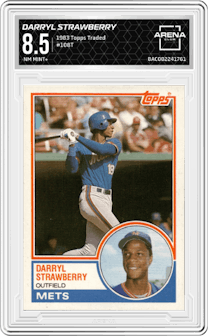 Darryl Strawberry from the 1983 Topps Traded set graded by Arena Club and given an overall grade of 8.5.