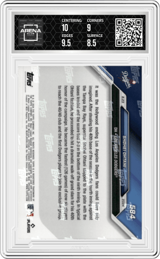 Shohei Ohtani  from the 2024 Topps Now set graded by Arena Club and given an overall grade of 9.