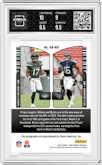 Garrett Wilson/Treylon Burks from the 2022 Panini Contenders set featuring a Gold parallel graded by Arena Club and given an overall grade of 9.5.