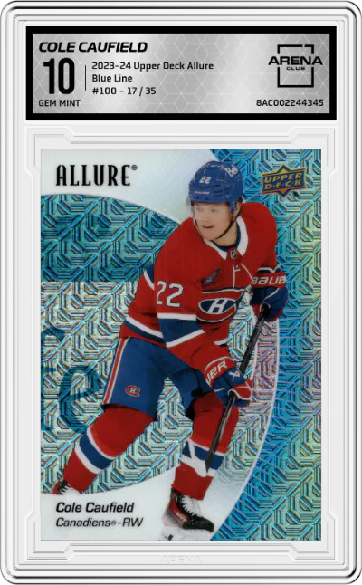 2023 Upper Deck Allure Cole Caufield Blue Line #100 ARENA CLUB 10