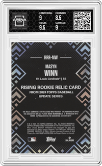 Masyn Winn from the 2024 Topps Update set graded by Arena Club and given an overall grade of 9.