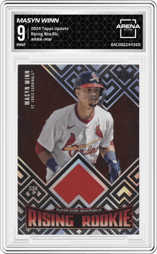 Masyn Winn from the 2024 Topps Update set graded by Arena Club and given an overall grade of 9.