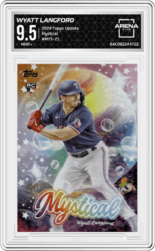 Wyatt Langford from the 2024 Topps Update set graded by Arena Club and given an overall grade of 9.5.