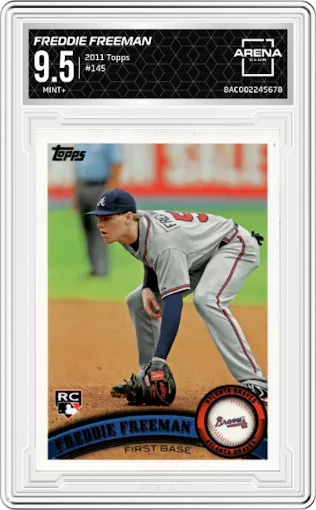 Freddie Freeman from the 2011 Topps set graded by Arena Club and given an overall grade of 9.5.