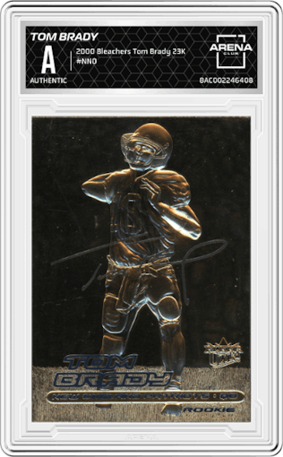 Tom Brady from the 2000 Bleachers Tom Brady 23K set graded by Arena Club.