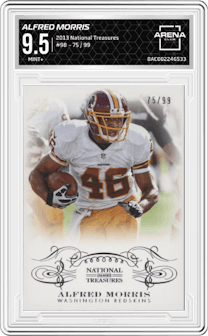 Alfred Morris from the 2013 Panini National Treasures set graded by Arena Club and given an overall grade of 9.5.