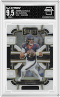 C.J. Stroud from the 2023 Panini Select set featuring a Die-Cut White parallel graded by Arena Club and given an overall grade of 9.5.