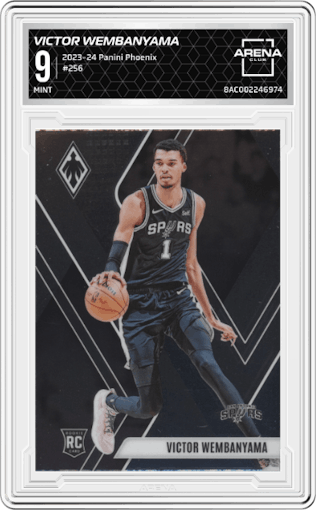Victor Wembanyama from the 2023-24 Panini Phoenix set graded by Arena Club and given an overall grade of 9.