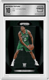 Jayson Tatum from the 2017-18 Panini Prizm  set graded by Arena Club and given an overall grade of 10.