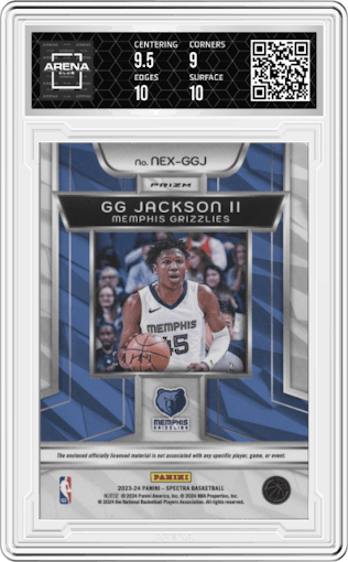 GG Jackson II from the 2023-24 Panini Spectra set featuring a Astral parallel graded by Arena Club and given an overall grade of 9.5.