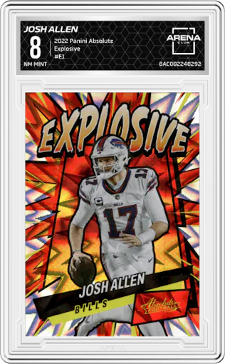 Josh Allen from the 2022 Panini Absolute set graded by Arena Club and given an overall grade of 8.