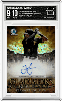 Termarr Johnson from the 2024 Bowman Chrome set graded by Arena Club and given an overall grade of 9.