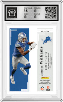 Jameson Williams from the 2022 Panini Encased set graded by Arena Club and given an overall grade of 10.