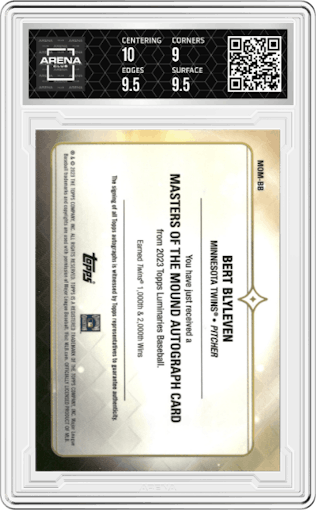 Bert Blyleven from the 2023 Topps Luminaries set graded by Arena Club and given an overall grade of 9.5.