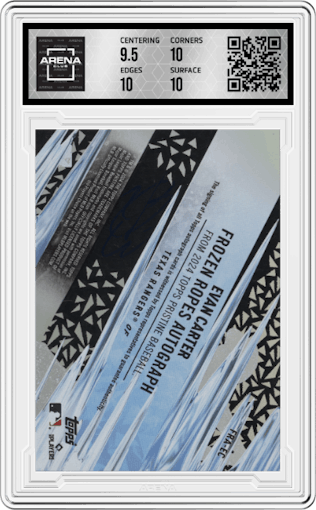 Evan Carter from the 2024 Topps Pristine set graded by Arena Club and given an overall grade of 10.