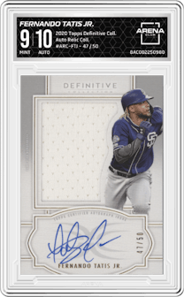 Fernando Tatis Jr. from the 2020 Topps Definitive Collection set graded by Arena Club and given an overall grade of 9.