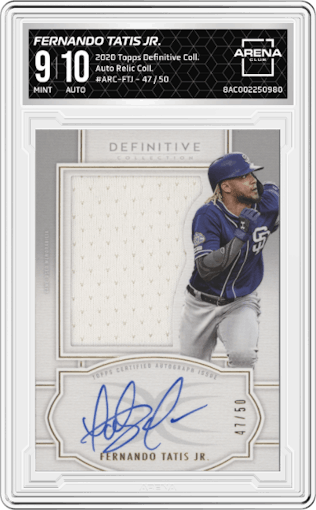 Fernando Tatis Jr. from the 2020 Topps Definitive Collection set graded by Arena Club and given an overall grade of 9.