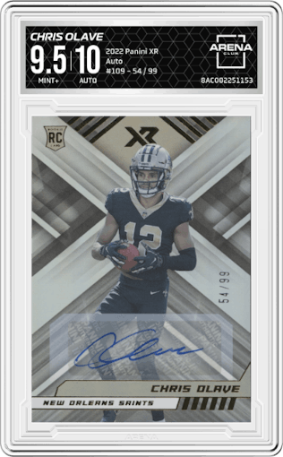 Chris Olave  from the 2022 Panini XR set graded by Arena Club and given an overall grade of 9.5.
