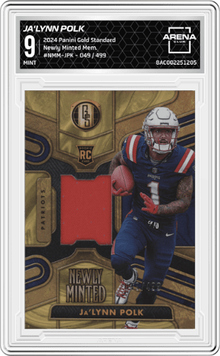Ja'lynn Polk from the 2024 Panini Gold Standard set graded by Arena Club and given an overall grade of 9.
