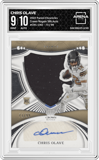 Chris Olave from the 2022 Panini Chronicles set graded by Arena Club and given an overall grade of 9.