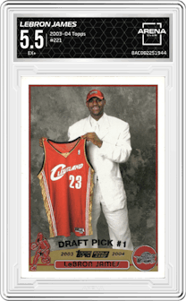 LeBron James from the 2003-04 Topps set graded by Arena Club and given an overall grade of 5.5.