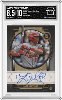 Lars Nootbaar from the 2022 Topps Five Star set graded by Arena Club and given an overall grade of 8.5.