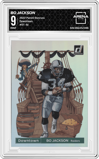 Bo Jackson from the 2022 Panini Donruss set graded by Arena Club and given an overall grade of 9.