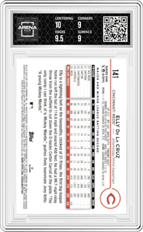 Elly De La Cruz from the 2024 Topps  set graded by Arena Club and given an overall grade of 9.5.
