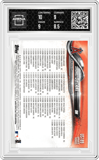 Shohei Ohtani from the 2018 Topps Update set graded by Arena Club and given an overall grade of 9.