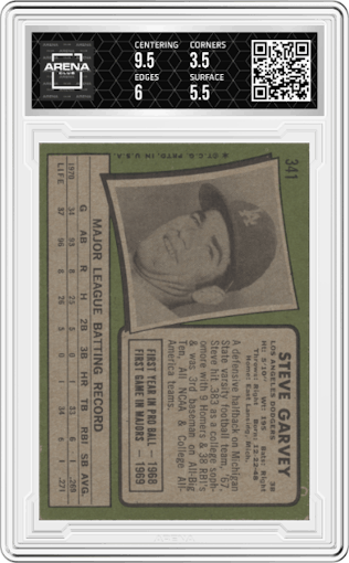 Steve Garvey from the 1971 Topps set graded by Arena Club and given an overall grade of 4.