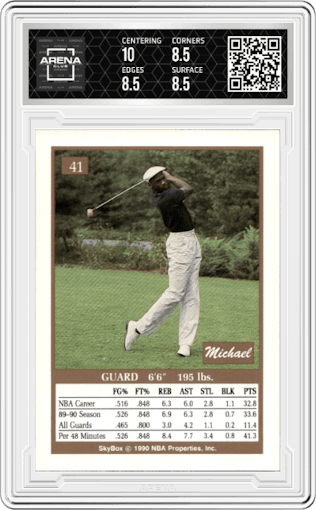 Michael Jordan  from the 1990-91 SkyBox  set graded by Arena Club and given an overall grade of 9.